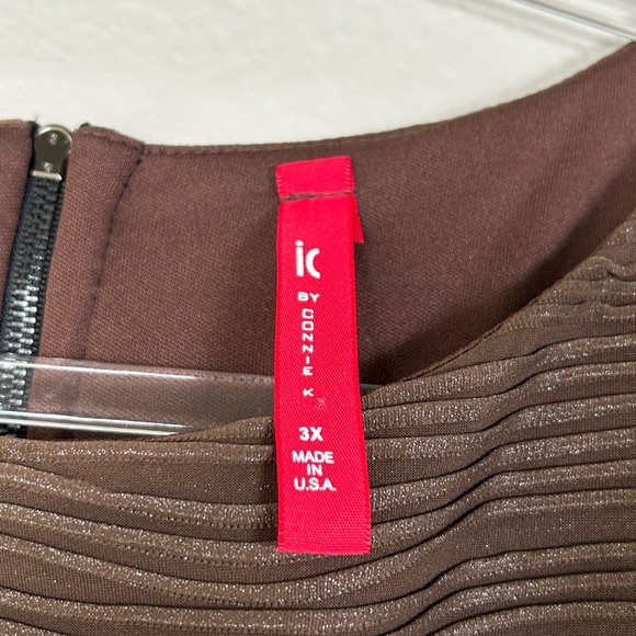 IC by Connie K plus size 3X sheath midi dress brown metallic textured sleeveless - Picture 10 of 12